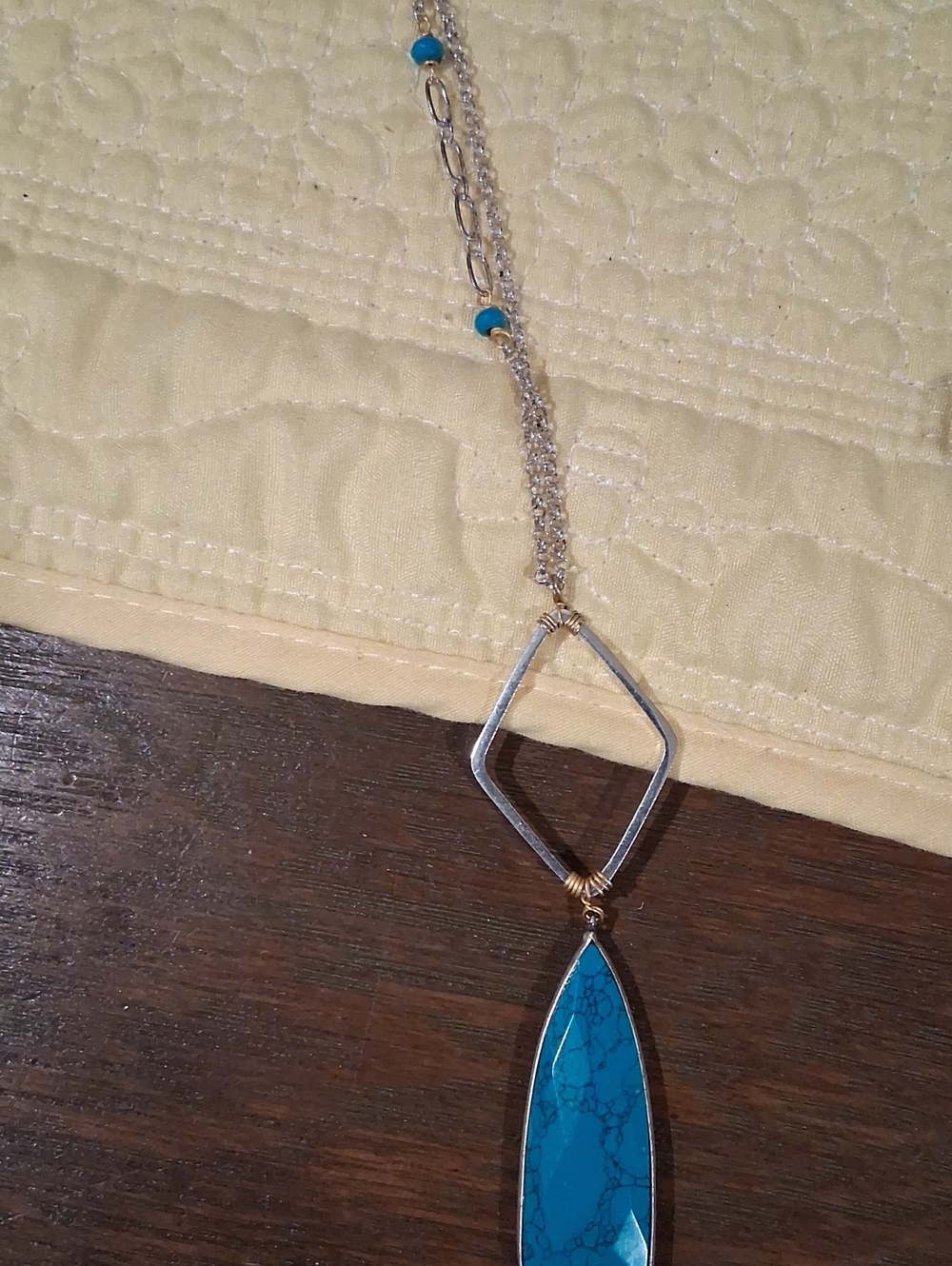 Turquoise Color Teardrop Pendant Necklace - Blue Stone Drop